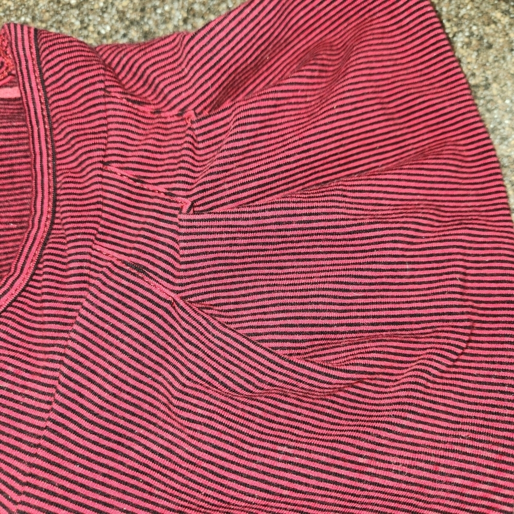 Free People Penelope Long Puff Sleeve Scoop Neck Size XS Ruffle Red/Black Stripe - Picture 9 of 9